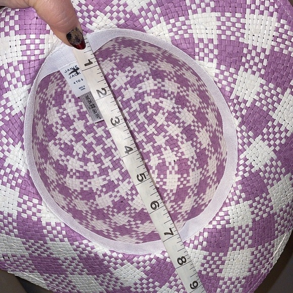 Janie and Jack Lavender Gingham Straw Sun Hat size 4-5 years - Picture 12 of 14